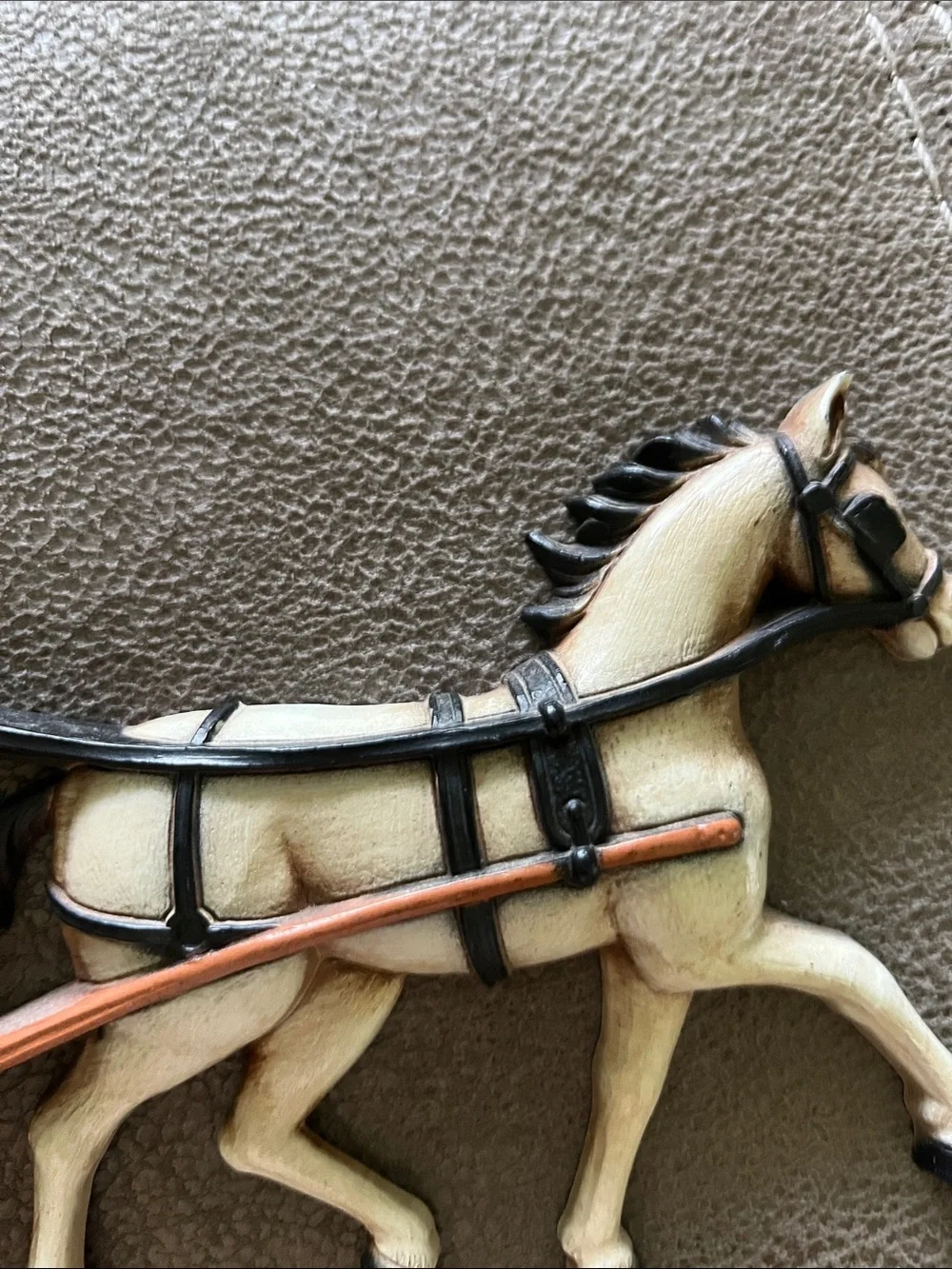 Homco Horse and Buggy Wall Hanging in Cream and Brown